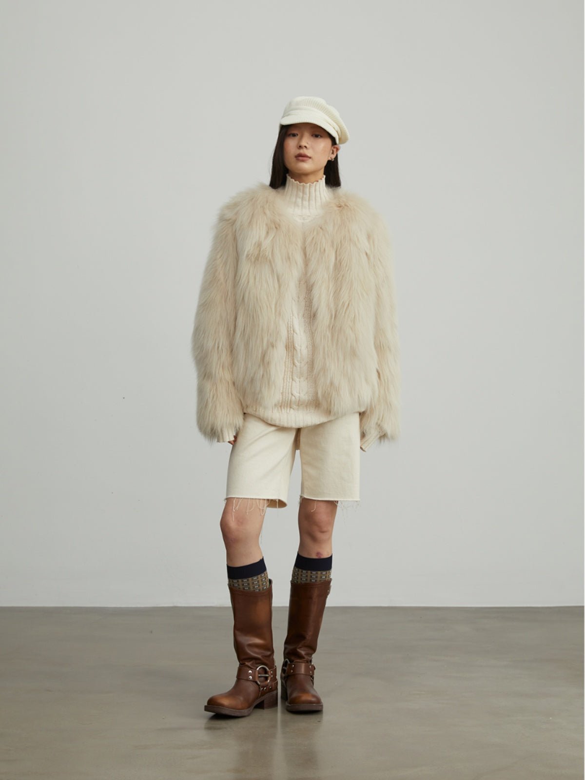 Reed Flower Finnish Fox Fur Coat - Italiqo