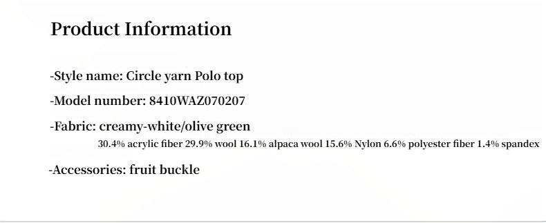 Alpaca Wool Blended Bouclé Yarn Spliced POLO Shirt Lazy and Relaxed Sweater - Italiqo