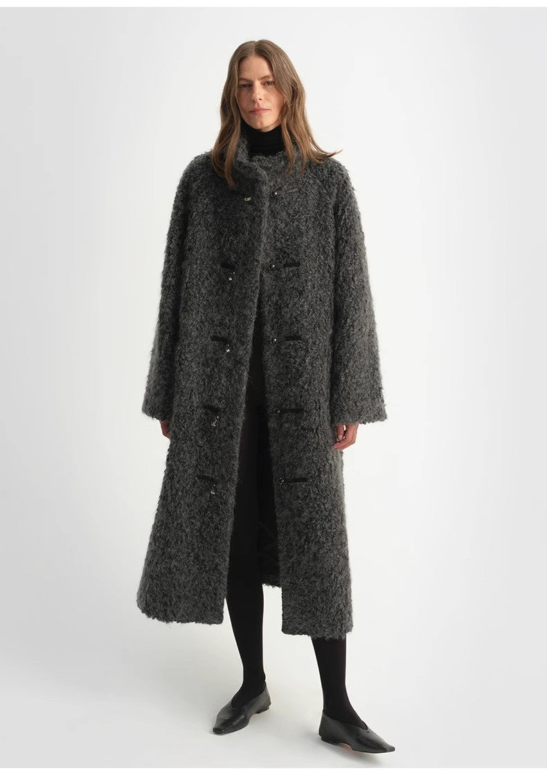 "Parisian Affair"Circle Long Fur Toggle Coat for Women - Italiqo