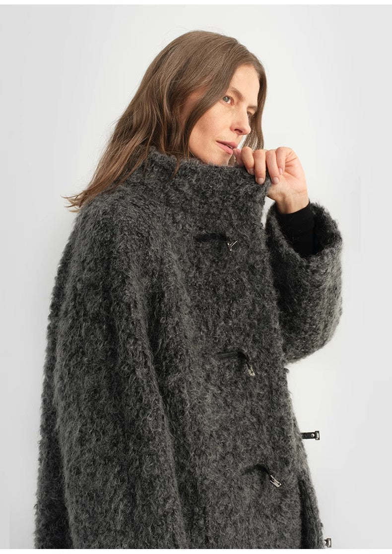 "Parisian Affair"Circle Long Fur Toggle Coat for Women - Italiqo