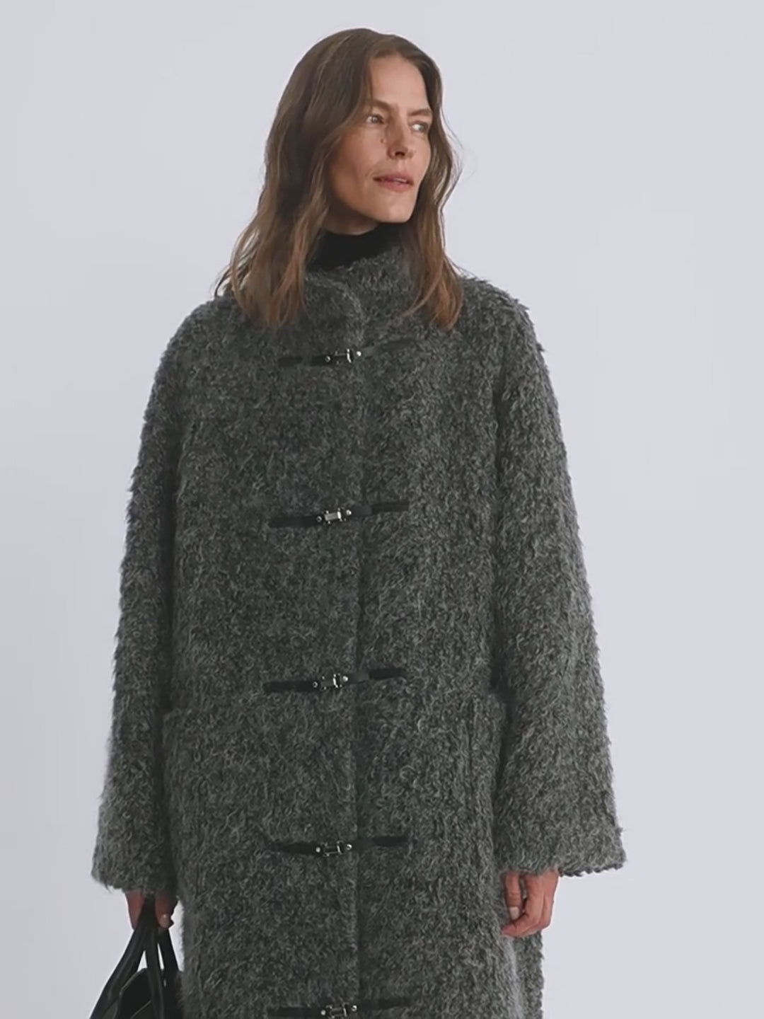 "Parisian Affair"Circle Long Fur Toggle Coat for Women - Italiqo