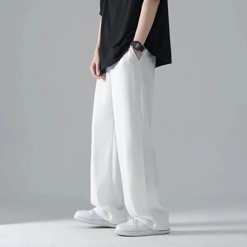 men's drape long pants, Korean version trend slim fit small foot casual pants, men's spring and autumn straight leg suit pants