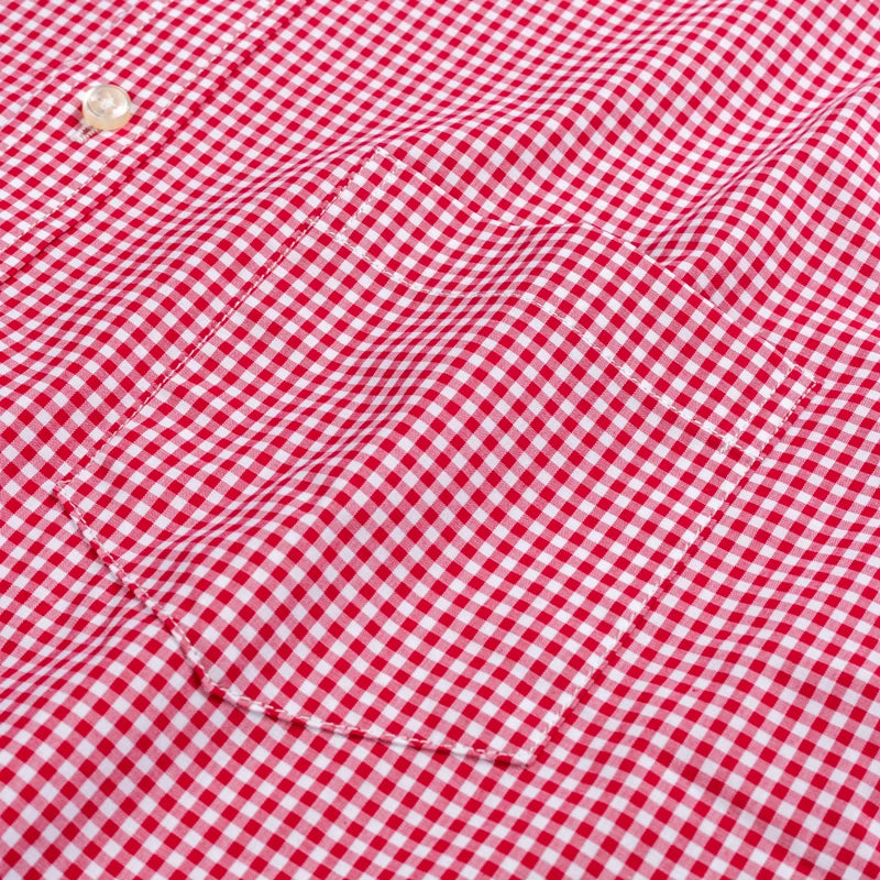 Man Standard-Fit Long-Sleeve Micro-Check Shirts Patch Pocket Thin Soft 100% Cott