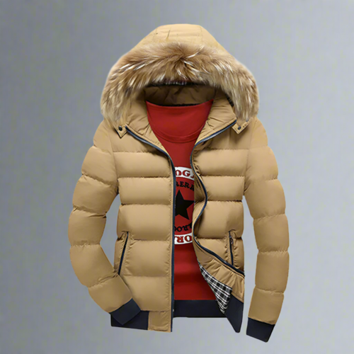 Mens Two Tone Puffer Jacket with Removable Hood - Italiqo