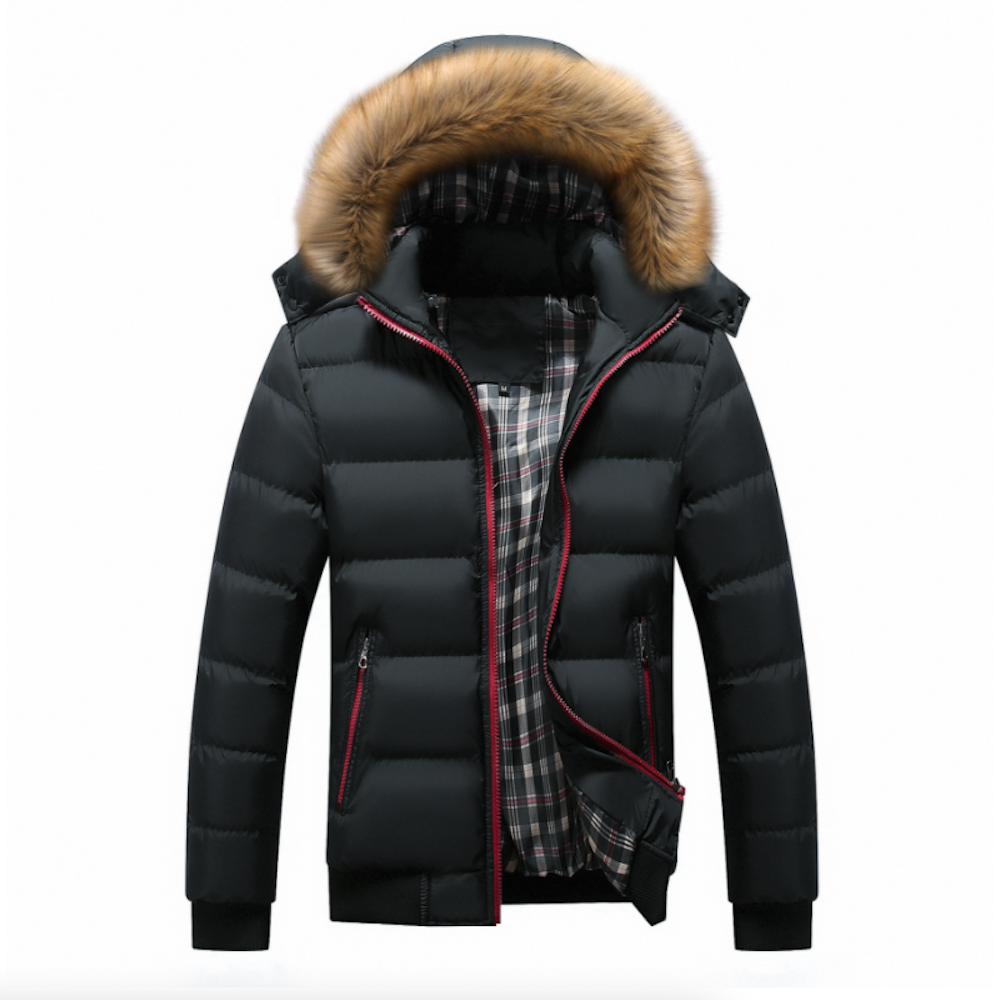 Mens Two Tone Puffer Jacket with Removable Hood - Italiqo