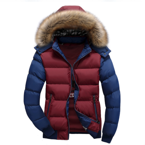 Mens Two Tone Puffer Jacket with Removable Hood - Italiqo