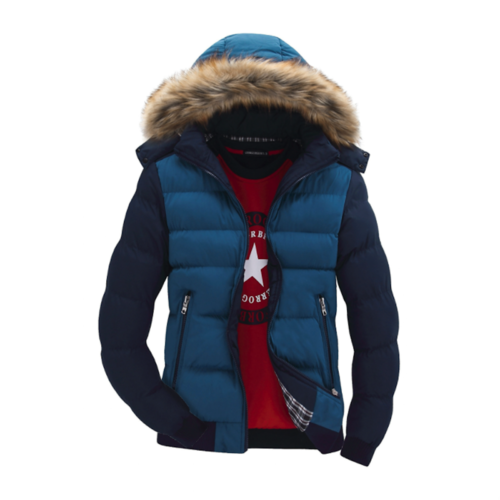 Mens Two Tone Puffer Jacket with Removable Hood - Italiqo