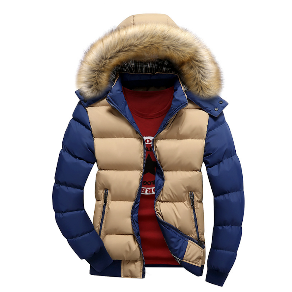 Mens Two Tone Puffer Jacket with Removable Hood - Italiqo