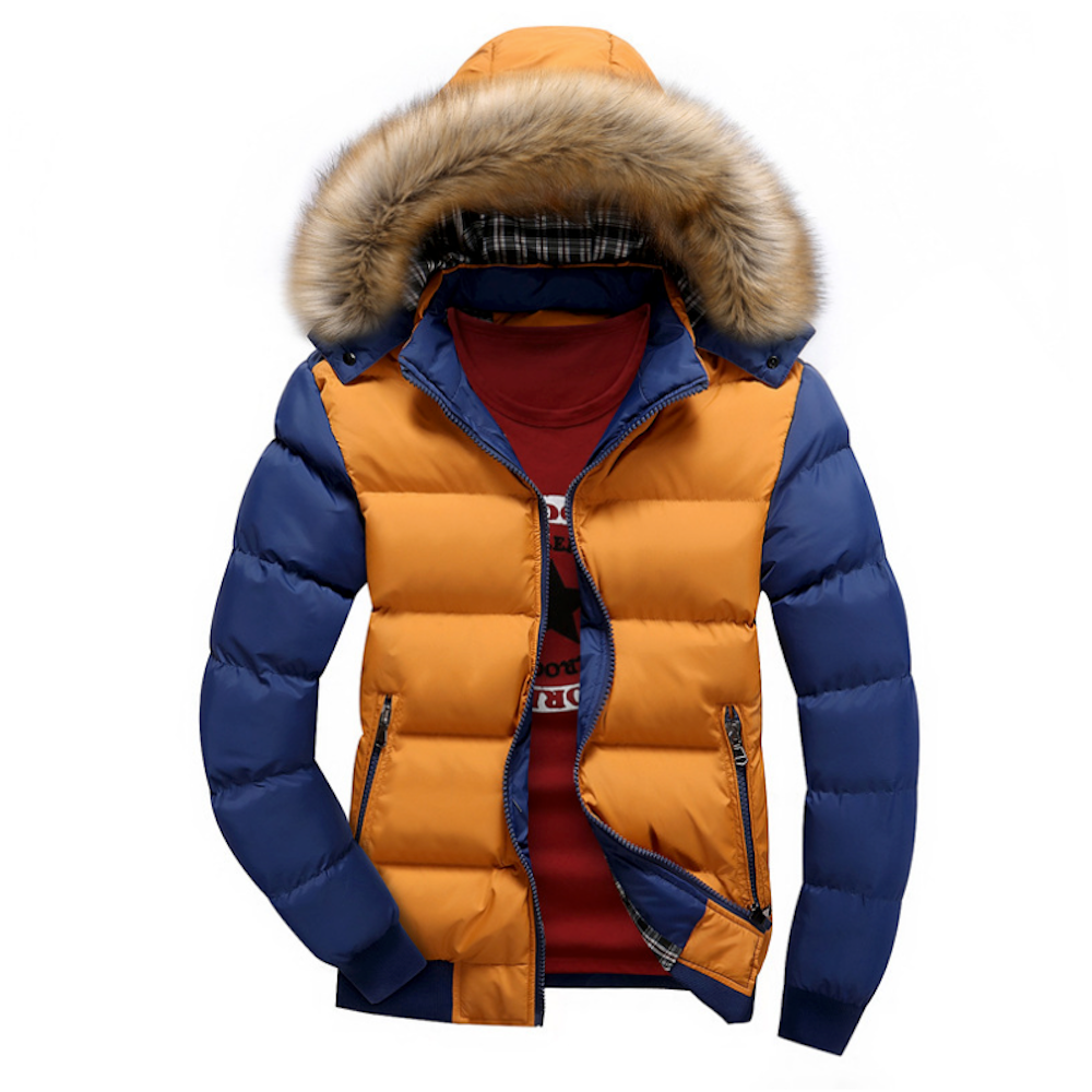 Mens Two Tone Puffer Jacket with Removable Hood - Italiqo