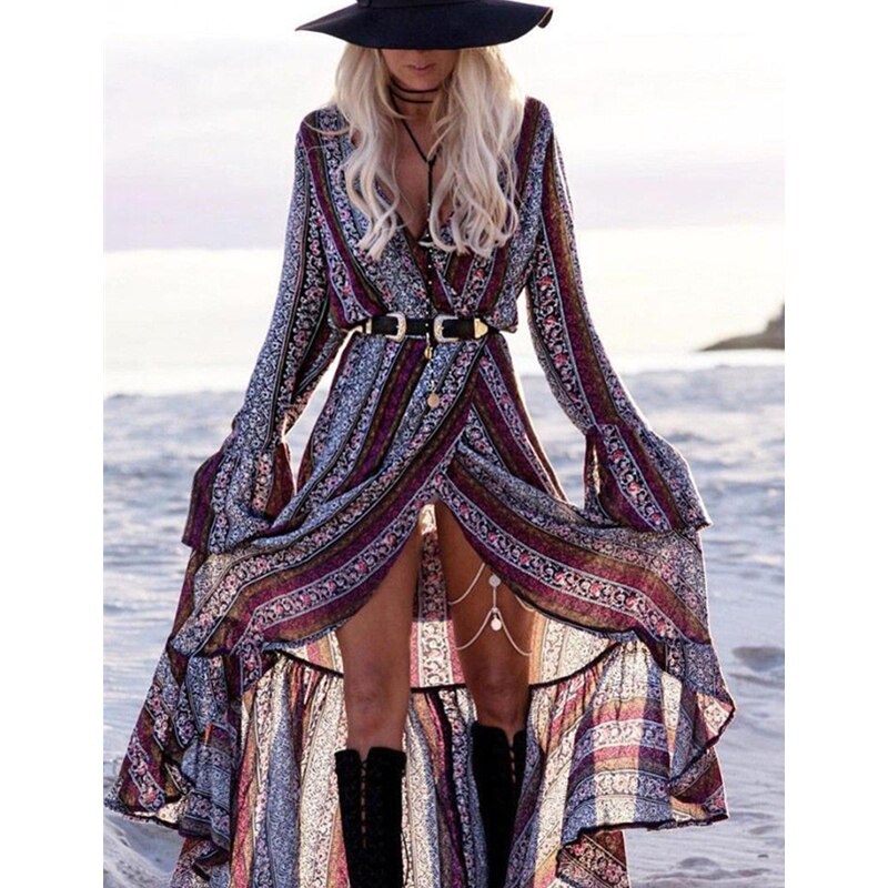 Women Summer Dress Boho Style Women Long Maxi Evening Party Dress Sexy Vintage - Italiqo