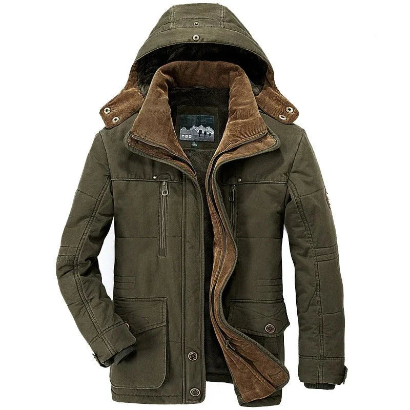 Mens Hooded Winter Parka Coat with Inner Fleece - Italiqo