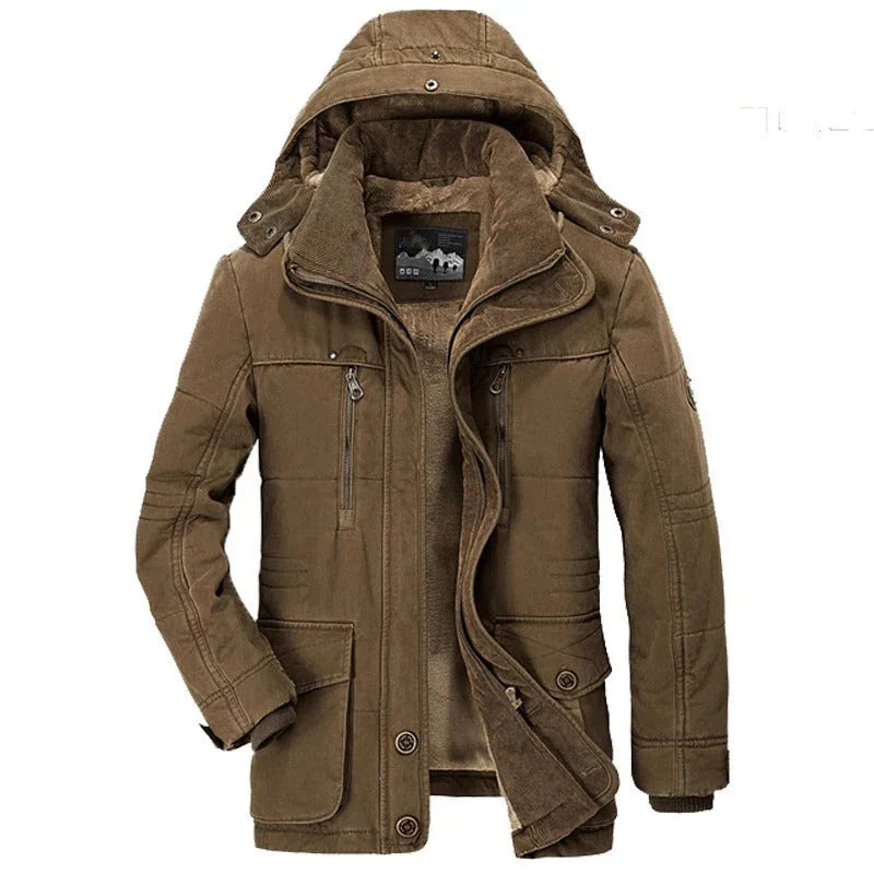 Mens Hooded Winter Parka Coat with Inner Fleece - Italiqo