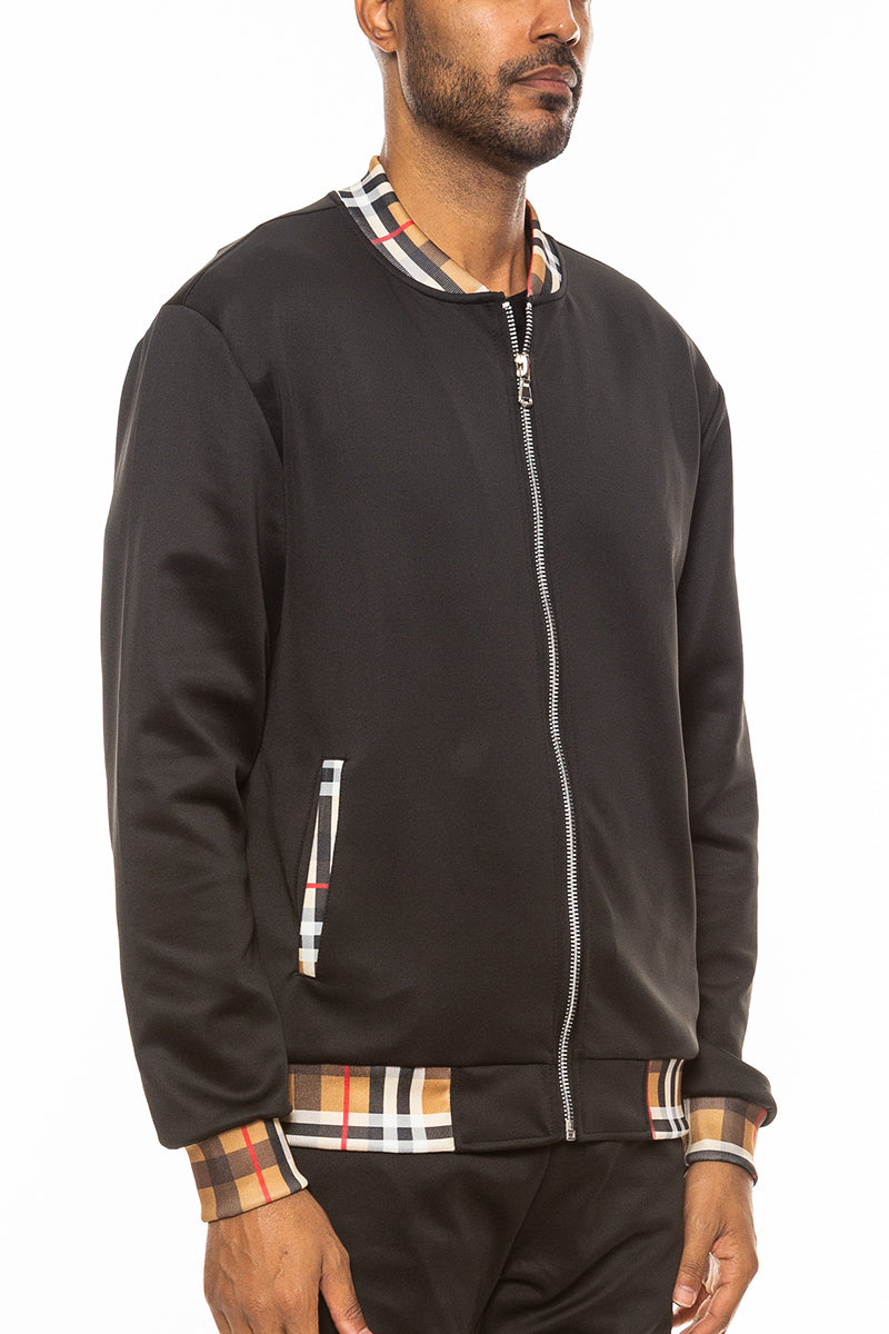 Checkered Plaid Design Track Jacket - Italiqo