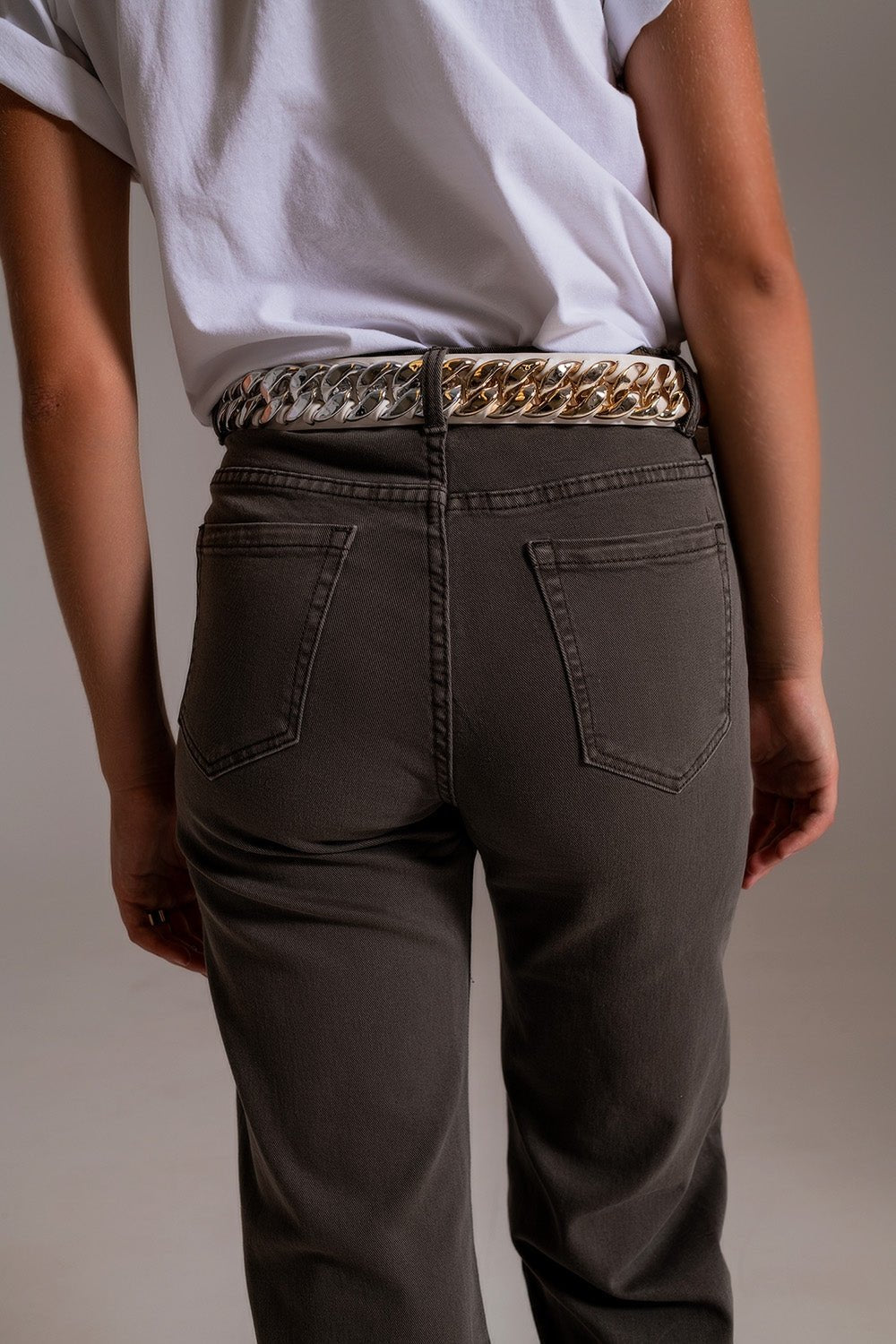 Cropped Wide Leg Jeans in Grey - Italiqo