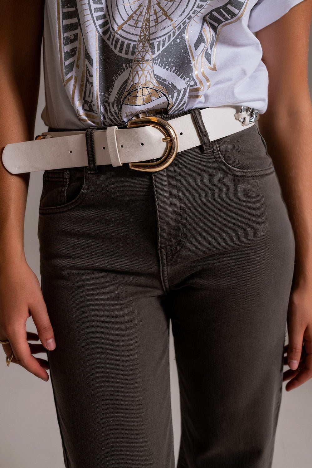 Cropped Wide Leg Jeans in Grey - Italiqo