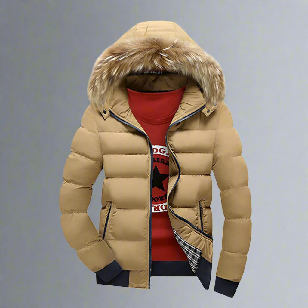 Mens Two Tone Puffer Jacket with Removable Hood - Italiqo