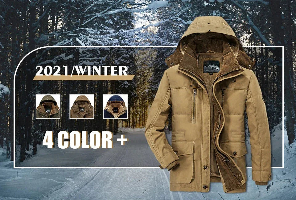 Mens Hooded Winter Parka Coat with Inner Fleece - Italiqo