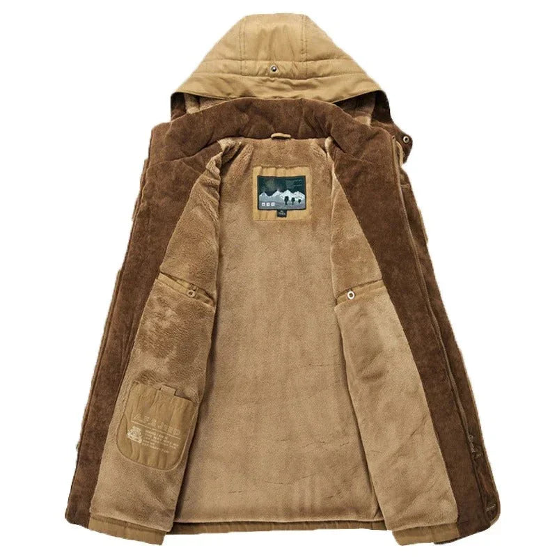 Mens Hooded Winter Parka Coat with Inner Fleece - Italiqo