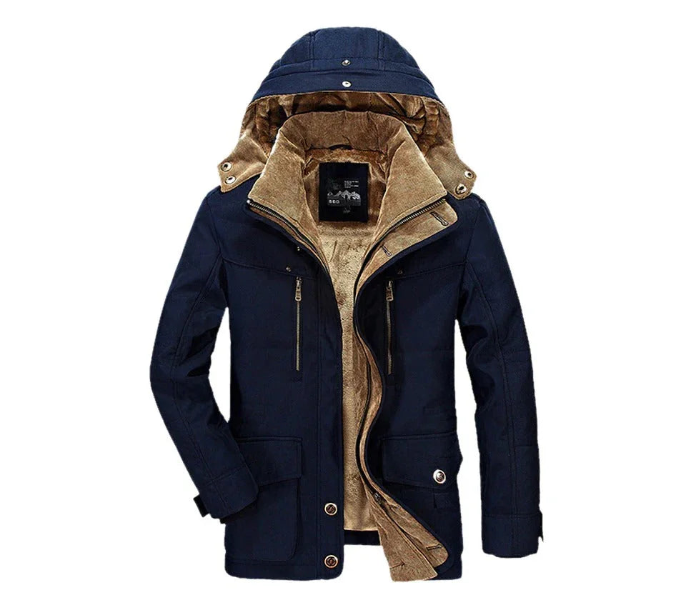 Mens Hooded Winter Parka Coat with Inner Fleece - Italiqo