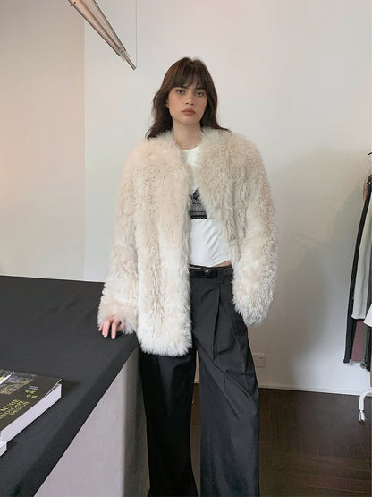 Sea of Love Accompaniment Casual Stand-Up Collar Tuscan Sheepskin - Italiqo