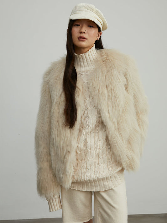 Reed Flower Finnish Fox Fur Coat - Italiqo