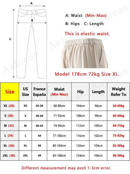 Summer Korean Men's Pants Light&Thin Polyester Elastic Waist Semi-Wide Loose Slacks Drape Suit Pants Male Casual Trousers