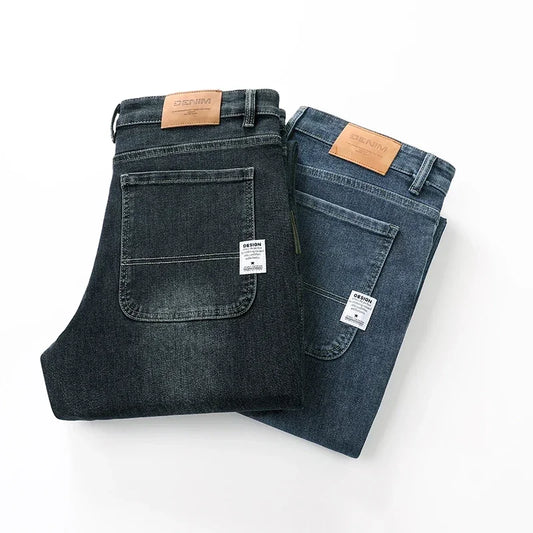 KUBRO 2025 New Autumn and Winter Men's Jeans Loose Comfortable Straight Business Casual Versatile Wide-leg Business Trousers