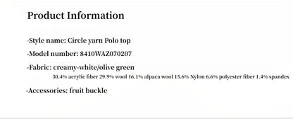 Alpaca Wool Blended Bouclé Yarn Spliced POLO Shirt Lazy and Relaxed Sweater - Italiqo