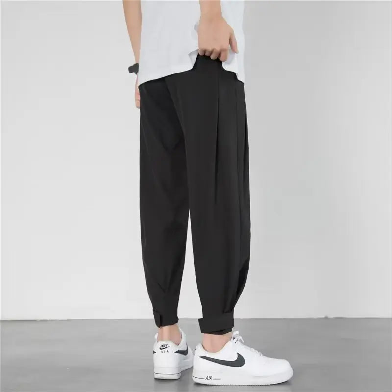 men's drape long pants, Korean version trend slim fit small foot casual pants, men's spring and autumn straight leg suit pants