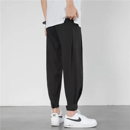 men's drape long pants, Korean version trend slim fit small foot casual pants, men's spring and autumn straight leg suit pants
