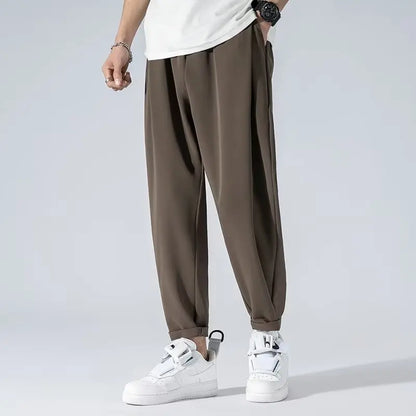 men's drape long pants, Korean version trend slim fit small foot casual pants, men's spring and autumn straight leg suit pants