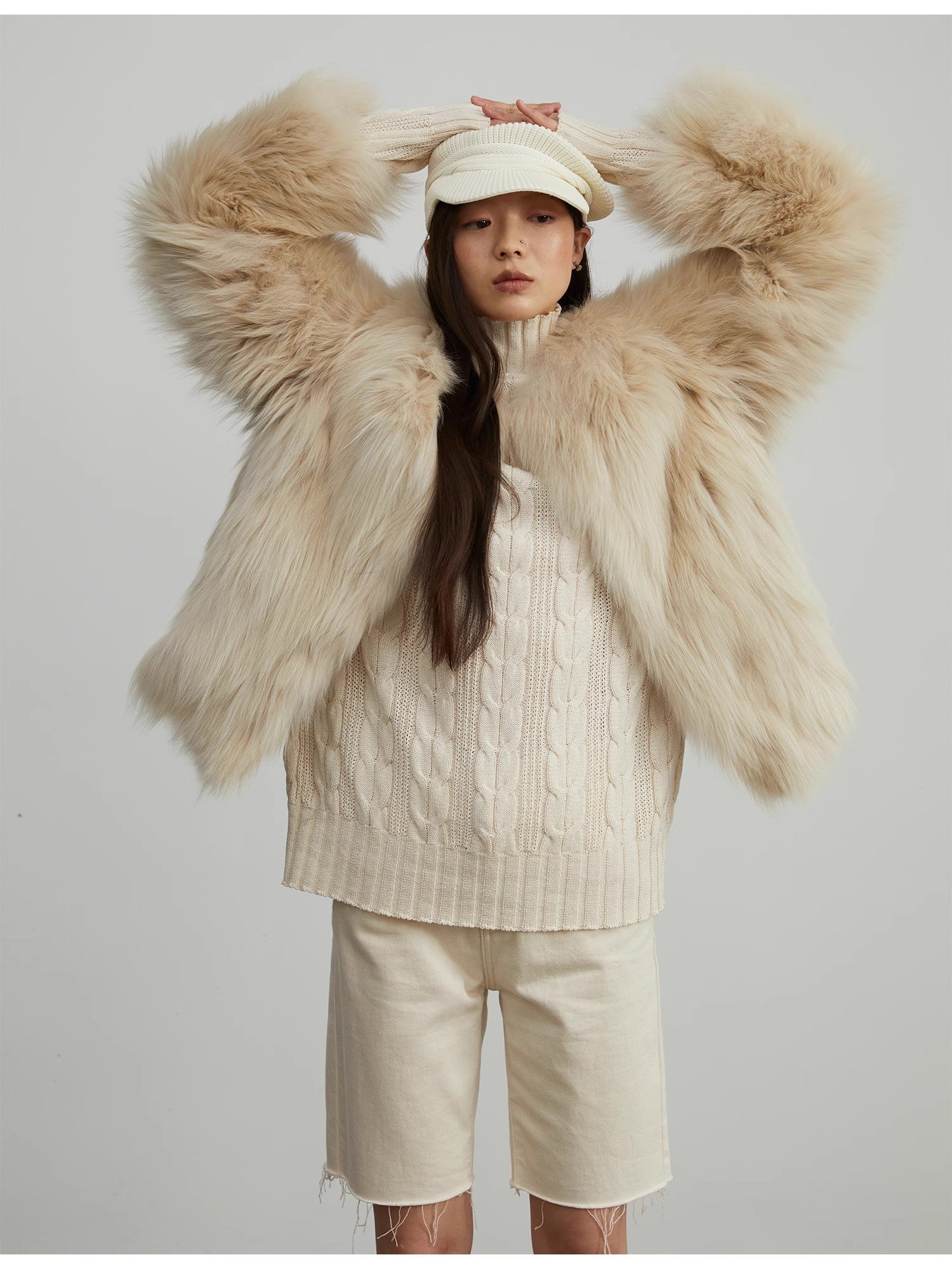 Reed Flower Finnish Fox Fur Coat - Italiqo