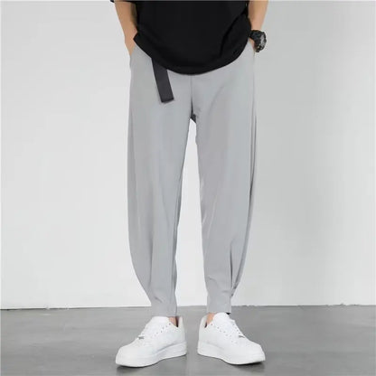 men's drape long pants, Korean version trend slim fit small foot casual pants, men's spring and autumn straight leg suit pants