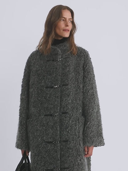 "Parisian Affair"Circle Long Fur Toggle Coat for Women - Italiqo