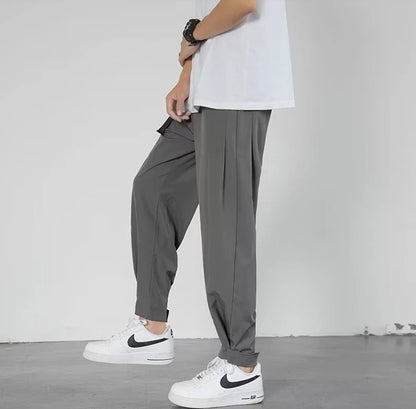 men's drape long pants, Korean version trend slim fit small foot casual pants, men's spring and autumn straight leg suit pants