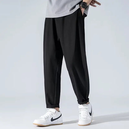 men's drape long pants, Korean version trend slim fit small foot casual pants, men's spring and autumn straight leg suit pants