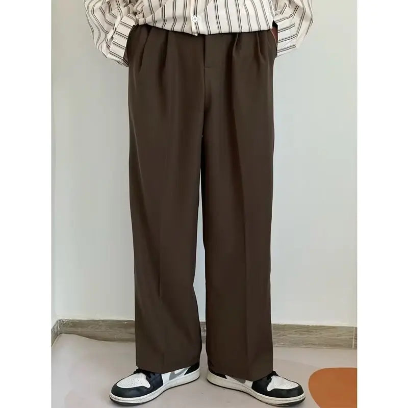 men's drape long pants, Korean version trend slim fit small foot casual pants, men's spring and autumn straight leg suit pants
