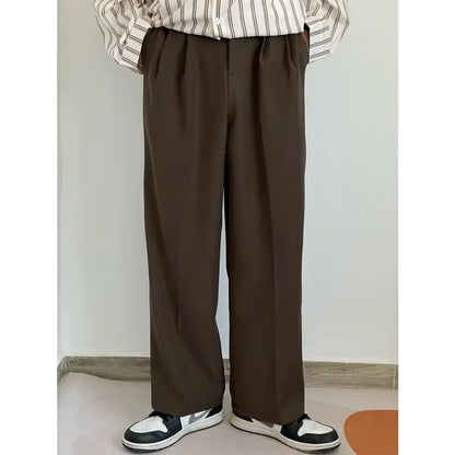 men's drape long pants, Korean version trend slim fit small foot casual pants, men's spring and autumn straight leg suit pants