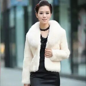 High Quality Winter Warm Fluffy Faux Fur Coats Jackets Women Furry Short Faux Fox Fur Collar Jacket Overcoat Lu1238 - Italiqo