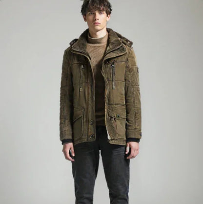 Mens Hooded Winter Parka Coat with Inner Fleece - Italiqo