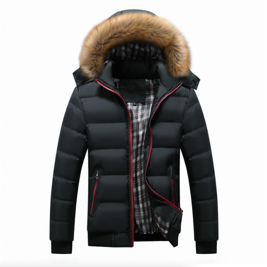 Mens Two Tone Puffer Jacket with Removable Hood - Italiqo