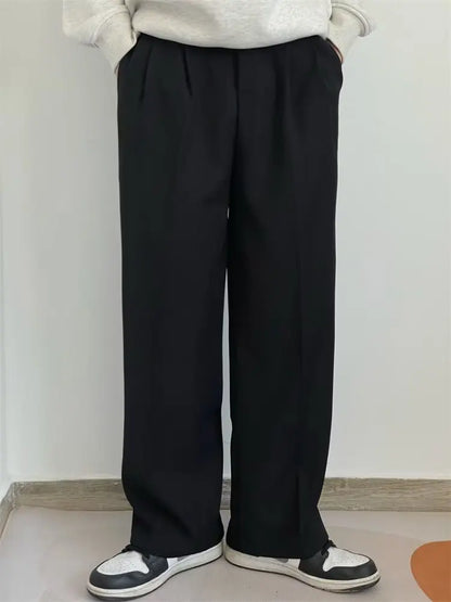 men's drape long pants, Korean version trend slim fit small foot casual pants, men's spring and autumn straight leg suit pants