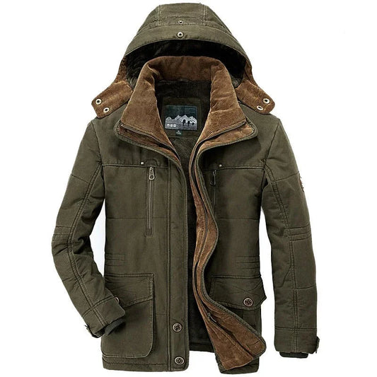 Mens Hooded Winter Parka Coat with Inner Fleece - Italiqo