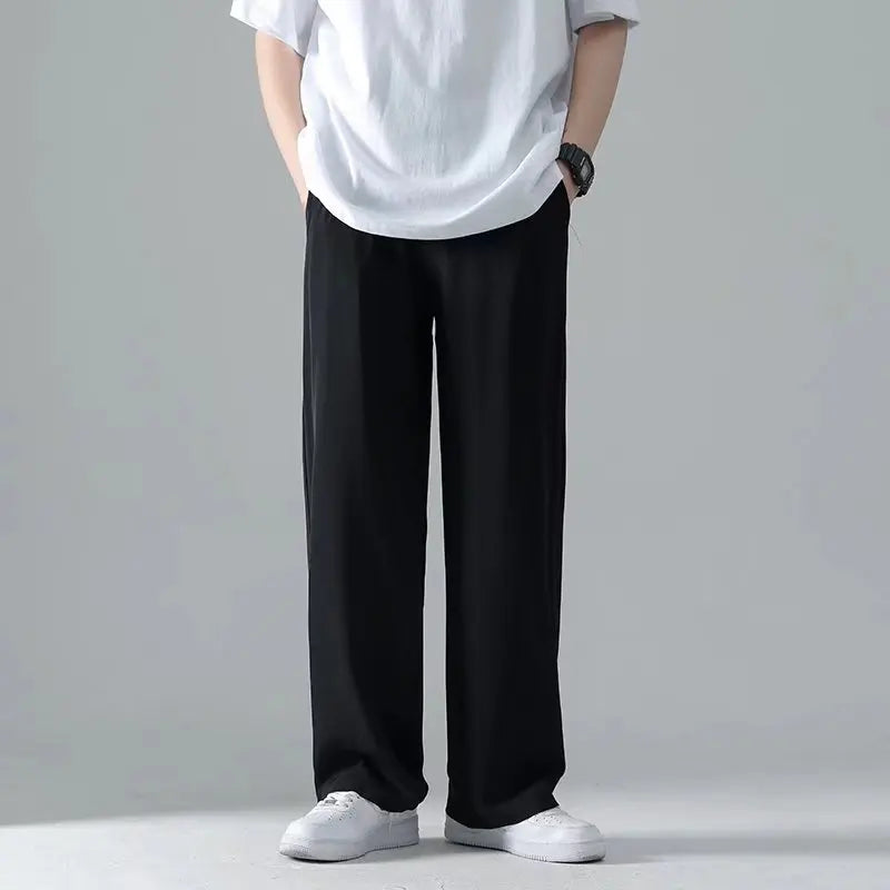 men's drape long pants, Korean version trend slim fit small foot casual pants, men's spring and autumn straight leg suit pants