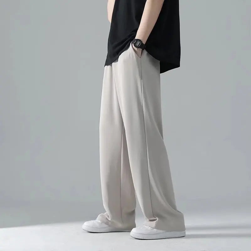 men's drape long pants, Korean version trend slim fit small foot casual pants, men's spring and autumn straight leg suit pants