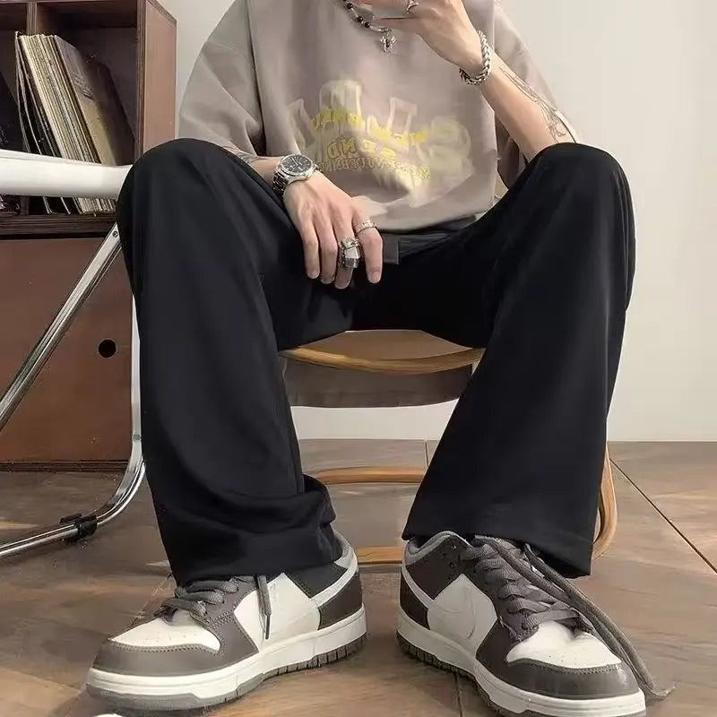 men's drape long pants, Korean version trend slim fit small foot casual pants, men's spring and autumn straight leg suit pants